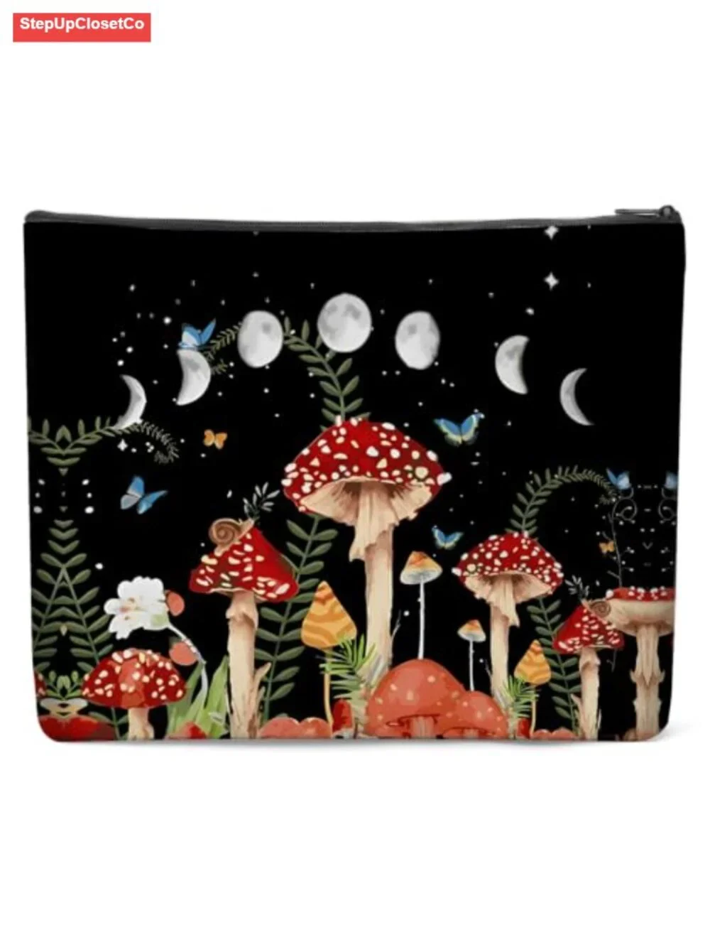 Canvas Cosmetic Bag Large Capacity Travel Pouch with Lining Zipper Closure